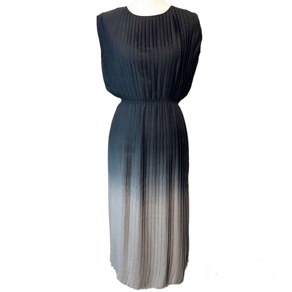 Ulla Johnson Womens Lilly Ombre Pleat Midi Dress Black Gray Ombre Size 6